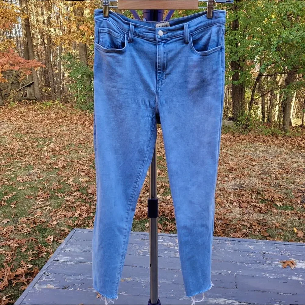 L'Agence Sada High Rise Cropped Slim Straight Leg Jeans in Bellevue Wash size 31